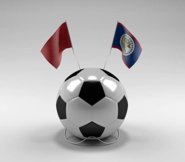 Fas - Belize Futbol Bayrakları, Beyaz Arkaplan - 3D Render