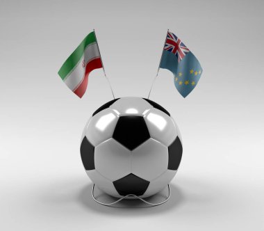 İran - Tuvalu Futbol Bayrakları, Beyaz Arkaplan - 3D Yapılandırma