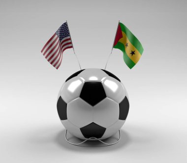 Amerika Birleşik Devletleri - Sao-Tome-Principe Futbol Bayrakları, Beyaz Arkaplan - 3D Render