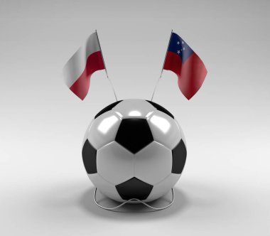 Polonya - Samoa Futbol Bayrakları, Beyaz Arkaplan - 3D Render