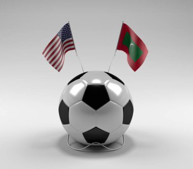 Amerika Birleşik Devletleri - Maldivler Futbol Bayrakları, Beyaz Arkaplan - 3D Yapılandırma