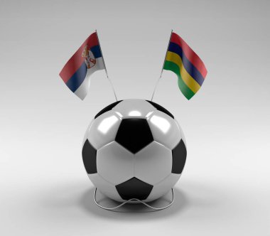 Sırbistan - Mauritius Futbol Bayrakları, Beyaz Arkaplan - 3D Hazırlama