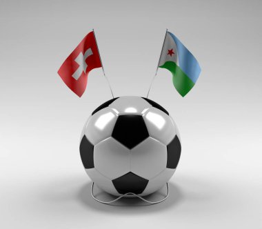 İsviçre - Cibuti Futbol Bayrakları, Beyaz Arkaplan - 3D Render