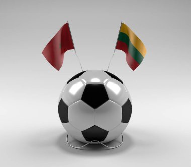 Fas - Litvanya Futbol Bayrakları, Beyaz Arkaplan - 3D Render