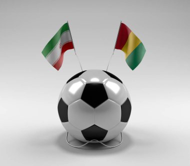 İran - Gine Futbol Bayrakları, Beyaz Arkaplan - 3D Render