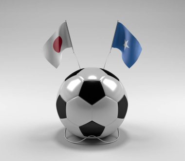 Japonya - Somali Futbol Bayrakları, Beyaz Arkaplan - 3D Render