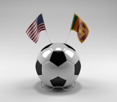 Amerika Birleşik Devletleri - Sri-Lanka Futbol Bayrakları, Beyaz Arkaplan - 3D Render