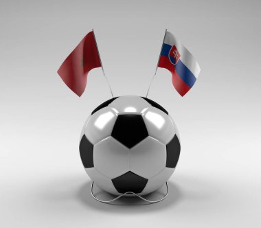 Fas - Slovakya Futbol Bayrakları, Beyaz Arkaplan - 3D Render