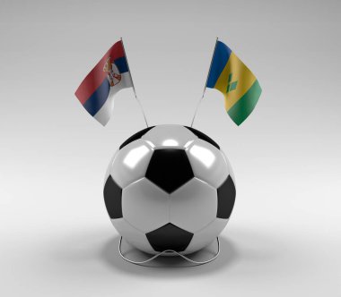 Sırbistan - Saint-Vincent-and-the-Grenadines Futbol Bayrakları, Beyaz Arkaplan - 3D Hazırlama