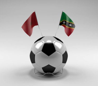 Fas - Saint-Kitts-and-Nevis Futbol Bayrakları, Beyaz Arkaplan - 3D Render