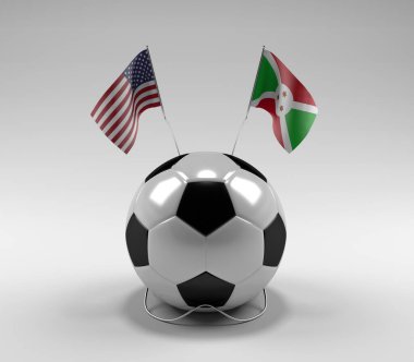 Amerika Birleşik Devletleri - Burundi Futbol Bayrakları, Beyaz Arkaplan - 3D Render