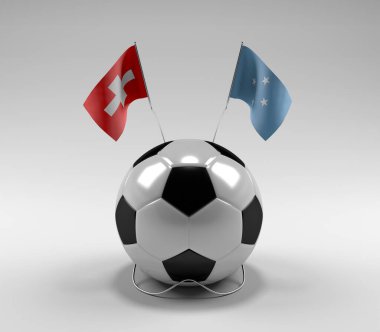 İsviçre - Mikronezya Futbol Bayrakları, Beyaz Arkaplan - 3D Render