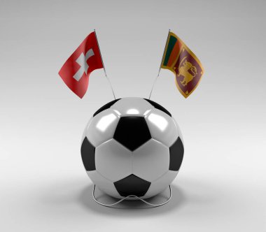 İsviçre - Sri-Lanka Futbol Bayrakları, Beyaz Arkaplan - 3D Render