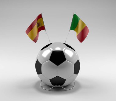 İspanya - Mali Futbol Bayrakları, Beyaz Arkaplan - 3D Render