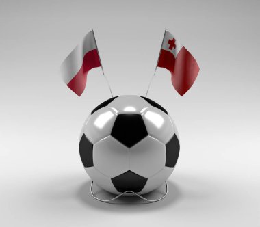 Polonya - Tonga Futbol Bayrakları, Beyaz Arkaplan - 3D Render