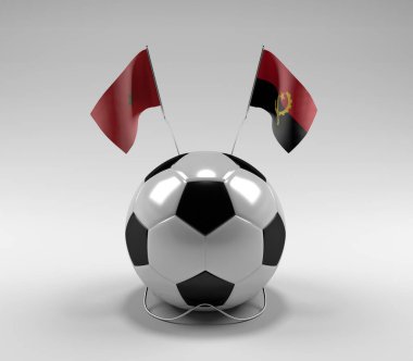 Fas - Angola Futbol Bayrakları, Beyaz Arkaplan - 3D Render