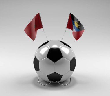 Fas - Antigua ve Barbuda Futbol Bayrakları, Beyaz Arkaplan - 3D Render