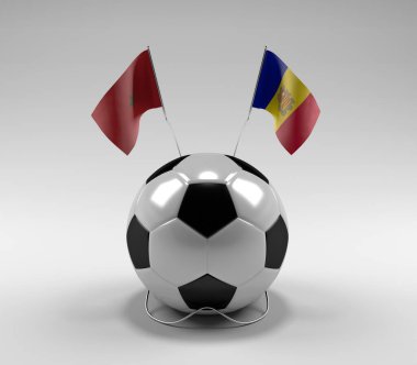 Fas - Andorra Futbol Bayrakları, Beyaz Arkaplan - 3D Render
