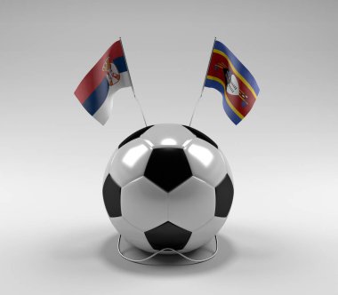Sırbistan - Svaziland Futbol Bayrakları, Beyaz Arkaplan - 3D Render