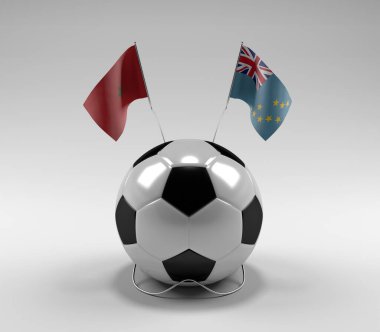 Fas - Tuvalu Futbol Bayrakları, Beyaz Arkaplan - 3D Render