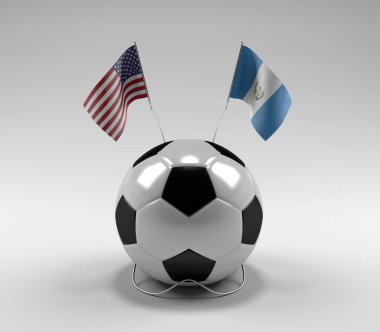 Amerika Birleşik Devletleri - Guatemala Futbol Bayrakları, Beyaz Arkaplan - 3D Render
