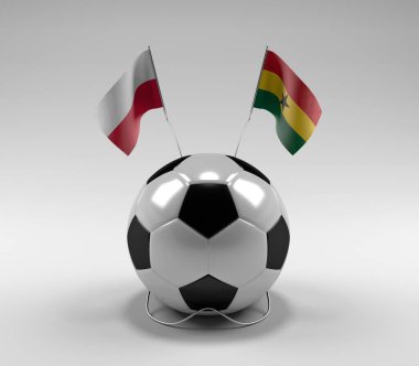 Polonya - Gana Futbol Bayrakları, Beyaz Arkaplan - 3D Render
