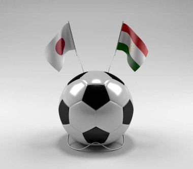 Japonya - Tacikistan Futbol Bayrakları, Beyaz Arkaplan - 3D Render