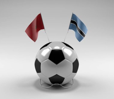 Fas - Botswana Futbol Bayrakları, Beyaz Arkaplan - 3D Render