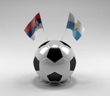 Sırbistan - San-Marino Futbol Bayrakları, Beyaz Arkaplan - 3D Render