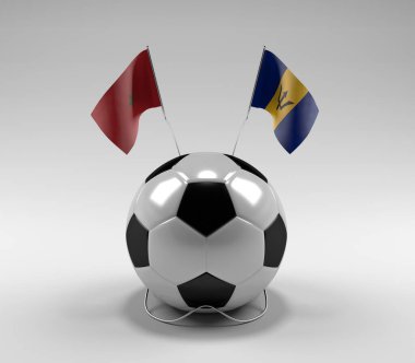 Fas - Barbados Futbol Bayrakları, Beyaz Arkaplan - 3D Render