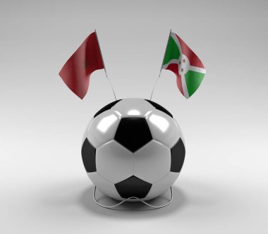 Fas - Burundi Futbol Bayrakları, Beyaz Arkaplan - 3D Render