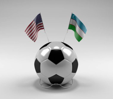 Özbekistan Futbol Bayrakları, Beyaz Arkaplan - 3D Render