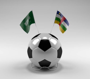Suudi Arabistan - Orta Afrika Cumhuriyeti Futbol Bayrakları, Beyaz Arkaplan - 3D Render
