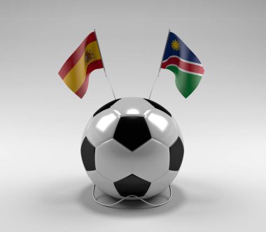 İspanya - Namibya Futbol Bayrakları, Beyaz Arkaplan - 3D Render