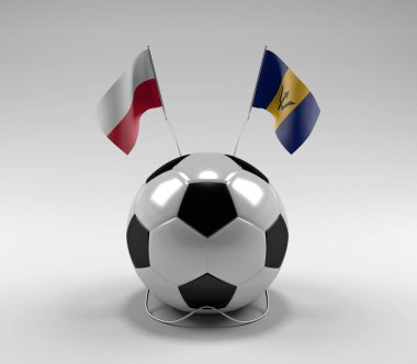Polonya - Barbados Futbol Bayrakları, Beyaz Arkaplan - 3D Render