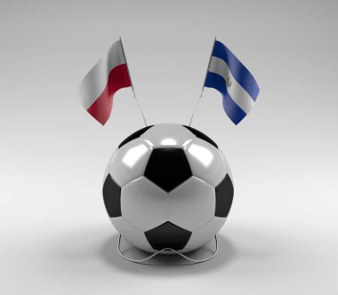 Polonya - El-Salvador Futbol Bayrakları, Beyaz Arkaplan - 3D Render