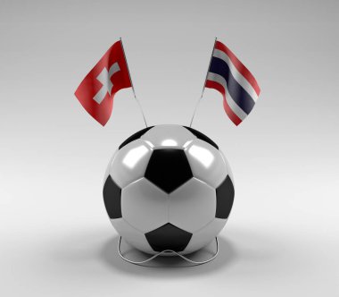 İsviçre - Tayland Futbol Bayrakları, Beyaz Arkaplan - 3D Render