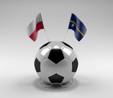 Polonya - Nauru Futbol Bayrakları, Beyaz Arkaplan - 3D Render