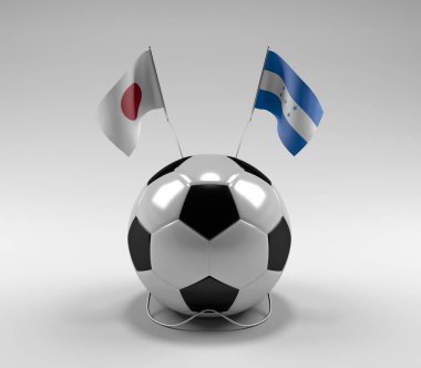 Japonya - Honduras Futbol Bayrakları, Beyaz Arkaplan - 3D Render