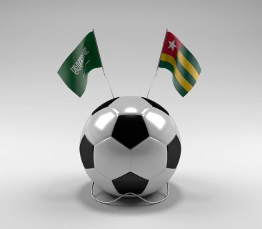 Suudi Arabistan - Togo Futbol Bayrakları, Beyaz Arkaplan - 3D Render