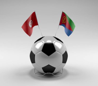 Tunus - Eritre Futbol Bayrakları, Beyaz Arkaplan - 3D Render