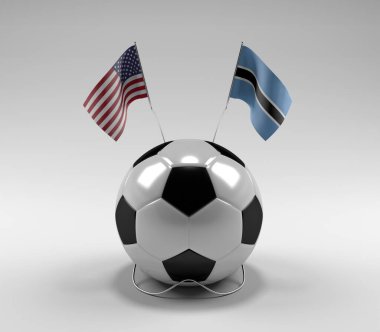 Amerika Birleşik Devletleri - Botswana Futbol Bayrakları, Beyaz Arkaplan - 3D Render