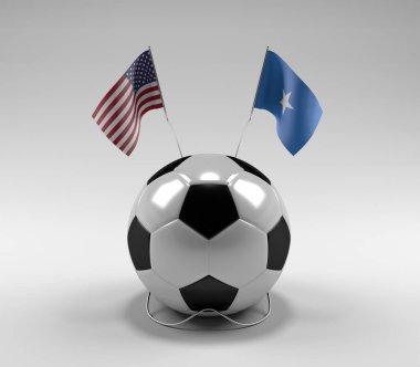 Amerika Birleşik Devletleri - Somali Futbol Bayrakları, Beyaz Arkaplan - 3D Yapılandırma