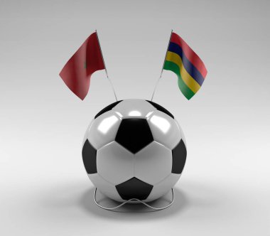 Fas - Mauritius Futbol Bayrakları, Beyaz Arkaplan - 3D Render