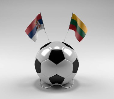 Sırbistan - Litvanya Futbol Bayrakları, Beyaz Arkaplan - 3D Render