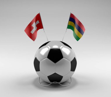 İsviçre - Mauritius Futbol Bayrakları, Beyaz Arkaplan - 3D Render
