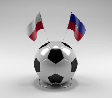 Polonya - Haiti Futbol Bayrakları, Beyaz Arkaplan - 3D Render
