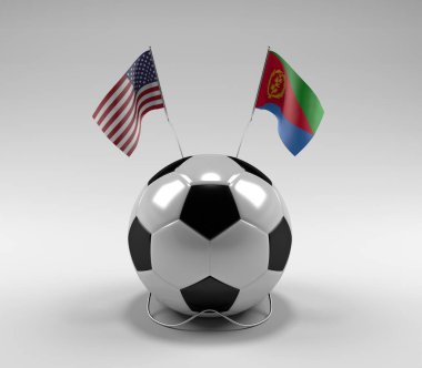 Amerika Birleşik Devletleri - Eritre Futbol Bayrakları, Beyaz Arkaplan - 3D Render