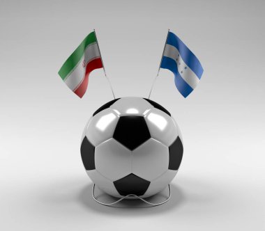 İran - Honduras Futbol Bayrakları, Beyaz Arkaplan - 3D Render
