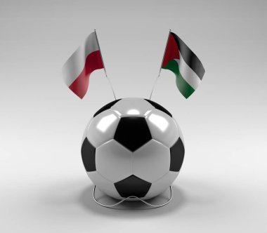 Polonya - Filistin Futbol Bayrakları, Beyaz Arkaplan - 3D Render